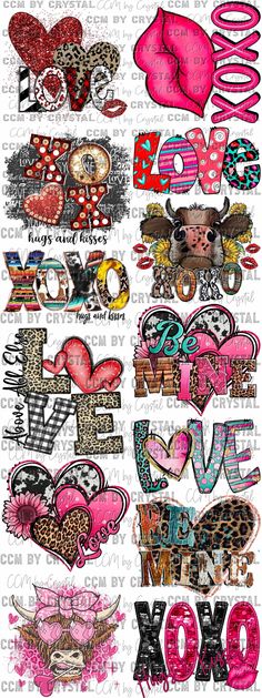 valentine's day stickers with the word love