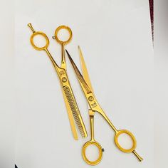 Professional Barber Scissor Shears German Steel Excellent Quality Convex Edge Hollow Ground Finger Rest 6.5” Inches Barber Scissors, Grooming Tools, Men's Grooming, Man Shop, Gold, Color