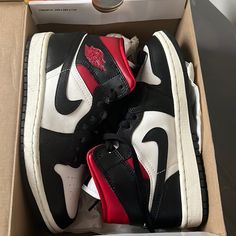 They Are Size 6 Shoe , Black /Gym Red-Sail Color. Great Shoe Womens Air Jordans, Womens Jordans, Shoe Black, Jordan 1 Low, Air Jordan 1 Mid, Jordan 1 Mid, Air Jordan 1, Mens Trainers, Jordan Shoes