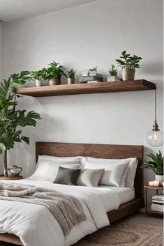 [SponsoredPost] See How A Diy Floating Shelf Can Serve As Both Storage And Wall Art In Your Bedroom. Find Out How To Create A Functional And Aesthetic Focal Point Without Breaking The Bank. #bedroomwalldecorideasabovebedaestheticsmall Long Shelf In Bedroom, Bedroom Ideas Shelf Above Bed, Floating Shelf Above Bed With Lights, Floating Shelf Ideas Bedroom, Above Bed Floating Shelf, Shelf Over Bed Ideas Bedroom, Floating Shelf Bedroom Above Bed, Shelves Over Bed Ideas, Wooden Shelf Above Bed