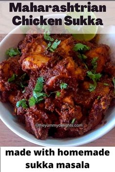 close-up of maharashtrian chicken sukka served in a white bowl. Chicken Sukka Recipe, Chicken Masala Powder Recipe, Dry Chicken Recipes, Chicken Chukka, Chicken Side Dishes, Kerala Cooking, Chicken Sukka, Marathi Food