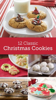 twelve classic christmas cookies are featured in this collage