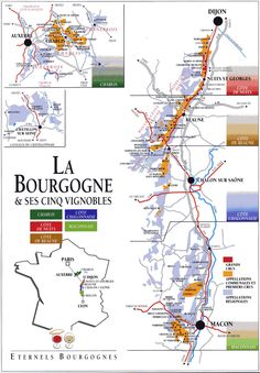 a map of the region of la bourrogone and its surrounding towns