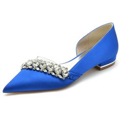 Shop Royal Blue Rhinestone Embellished Clear Satin D'orsay Flats Shoes For Wedding color Royal Blue for Dancing Club, Going out, Night Club, Party, Wedding, Work with worldwide Free shipping & Free return. Elegant Blue Embellished Wedding Shoes, Wedding Color Royal Blue, Dancing Club, Shoes For Wedding, Wedding Flats, Wedding Heels, White Rhinestone, Flats Shoes, Club Party