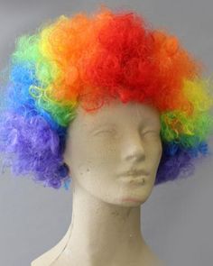 Rainbow Afro Wig, Clown Afro, Rainbow Afro, Color Afro, Clown Hair, Clown Wig, Vintage Circus Party, Scary Clown Makeup, Carnival Ideas