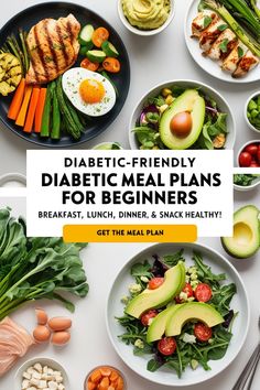 Looking to kickstart your journey with diabetic-friendly meal plans? This guide is perfect for beginners, featuring balanced breakfasts, lunches, and dinners to keep you healthy and satisfied. Discover delicious recipes tailored for stable blood sugar and a healthier lifestyle. 🍳🥑 #DiabeticFriendly #HealthyEating #DiabeticBreakfastIdeas #MealPlanning #BeginnersGuide 7 Day Meal Plan For Diabetics, Diabetics Meal Plan, Prediabetes Dinners, Recipes For Diabetics Meals Easy, Dinner Recipes For Diabetics Type 2, Recipes For Diabetics Meals, Prediabetes Meal Plan, Dinner Recipes For Diabetics