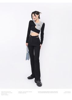 Applicable age: 18-24 years old Size: S M L style: wild Women's trousers waist height: high waist Color classification: Black black second batch Item number: X21K4528 Season of the Year: Spring 2022 Thickness: Regular Clothing style details: hollow Length: trousers Women's trousers type: Weave pants Material composition: polyester fiber Trendy Black Straight Pants, Black Cropped Bottoms For Streetwear, Black Cropped Streetwear Bottoms, Cropped Black Streetwear Bottoms, Black Cropped Bottoms For Spring, Black Cropped Pants For Spring, Black Cropped Pants For Workwear, Black Cropped Work Pants, Casual Cropped Black Bottoms