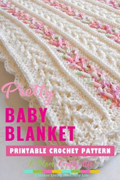 a crocheted baby blanket is shown with the text, printable pdf crochet pattern