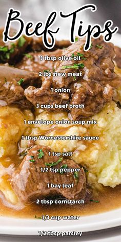 beef tips and gravy over mashed potatoes Beef Tips Recipe, Stew Crockpot, Stew Beef, Stew Meat Recipes, Beef Tips, Stew Meat, Recipes Crockpot