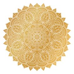 an ornate golden flower on a white background