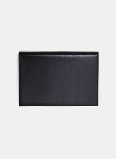 Travel Pouch Sleek Leather Clutch For Business, Classic Formal Pouch, Classic Leather Lined Pouch Clutch, Modern Business Clutch With Smooth Grain, Classic Business Clutch With Leather Lining, Black Bifold Clutch For Business, Modern Black Pouch For Formal Occasions, Classic Black Bag With Flat Pocket, Business Clutch Wallet In Soft Leather