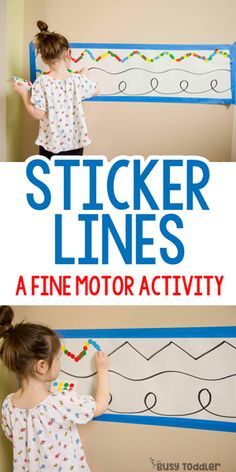 Sticker Lines: Fine Motor Activity; quick and easy toddler activity; dot sticker activity; preschool activity from Busy Toddler Kertas Kerja Prasekolah, Fine Motor Activity, Preschool Fine Motor, Fine Motor Skills Activities, Motor Skills Activities