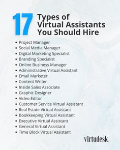 the cover of 17 types of virtual assistants you should hire