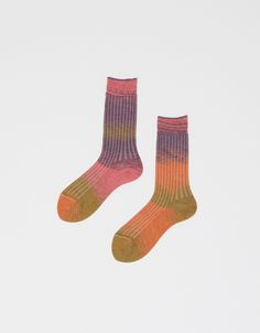 Unique Kasuri knit socks, soft and lightweight Kasuri: To dye the yarn with random color placements before knitting, it creates this unique and special color patterns. This season we are offering them in Leaf and Ribbed knitting textures. Made in Japan Hand wash with cold water, hang dry only Casual Multicolor Fall Socks, Casual Hand Knitted Socks, Casual Multicolor One-size Socks, Casual Pink Knitted Socks, Casual Multicolor One Size Socks, Spring Knitted One-size Socks, Casual Multicolor Knitted Socks, Warm Multicolor Socks For Winter, Casual Warm Multicolor Socks