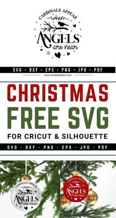 christmas tree svg for cricut and silhouettes with the words angels on it