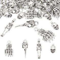 PRICES MAY VARY. 【Package Included】:You will receive 60 pieces of skull pendants, including 4 styles: 20 pieces skeleton style, 10 pieces raven skull style, 20 pieces skull style and 10 pieces hand skull style, packaged in a paper box. 【Size Display】: Skeleton: 39x9.5x2.5mm/1.53x0.37x0.1 inch, Hole: 1.5mm; Raven Skull: 41.5x14x11mm/1.63x0.55x0.43 inch, Hole: 5x4mm; Skull: 18.6x10x5mm/ 0.73x0.39x0.19 inch, Hole: 1.5mm. Hand Skull: 38x21x10mm/1.49x0.82x0.39 inch, Hole: 4mm. 【Unique Design】: Our fo Hand Claws, Hand Skull, Bird Head, Metal Skeleton, Skull Style, Raven Skull, Skeleton Skull, Skull Hand, Bird Skull