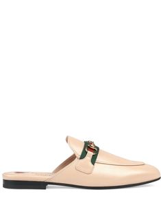 beige leather almond toe slip-on style branded insole horsebit detail signature Web detail flat sole Beige Flat Slip-ons With Leather Sole, Designer Beige Slip-on Loafers, Classic Gucci Mules With Horsebit Detail, Elegant Flat Beige Slippers, Elegant Beige Flat Slippers, Gucci Mules With Horsebit Detail, Round Toe, Chic Gucci Mules With Horsebit Detail, Elegant Gucci Mules With Horsebit Detail, Elegant Beige Flat Heel Slippers