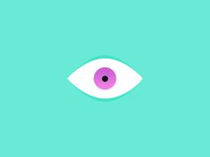 an eye is shown in the middle of a green background with blue and pink colors