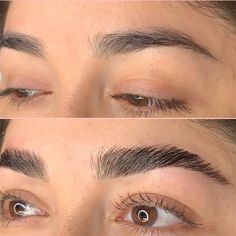 Brows Lamination Before And After, Bro Lamination, Eyebrow Lift Before And After, Brow Lift Before And After, Brow Lamination Before And After, Brow Shapes, Cosmetic Tattooing, Eyebrow Lift, Tweezing Eyebrows