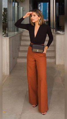 Career Woman Fashion, Ideas Clothes, Summer Work Outfits, Women Outfit, Brown Pants, Clothes Women, Casual Work Outfits, Work Outfits Women