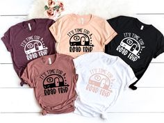 "Road Trip Shirt, Family Road Trip Shirt, Sister Road Trip Tshirt, Family Matching Road Trip Shirts, Weekend Getaway Shirt, Vacation Shirt IMPORTANT FOR LONG SLEEVE SWEATSHIRT, PLEASE MAKE SURE YOU CHOOSE THE SWEATSHIRT  OPTION FROM THE SHIRT SIZE LISTING. If you are not sure how to choose it, please contact us.                                           HOW TO ORDER  1.Select Shirt STYLE and SIZE from 1st drop down 2.Choose the SHIRT-SWEATSHIRT OR HOODIE  COLOR  from the 2nd drop down 3. Check your shipping address to make sure it's correct 4. Complete checkout                                  DISCRIPTION -Personalization box is only for design/text color information. - We have 3 different tshirt brand that we use, if you only want one particular brand please ask the seller for availabilit Summer Camping Top With Letter Print, Summer Camping Tops With Letter Print, White Summer Tops For Camping, Road Trip Shirts, Travel Tshirt, Family Road Trip, Trip Shirts, Design Text, Family Road Trips