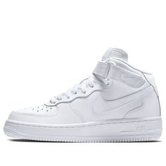 (GS)Nike Air Force 1 Mid 'Triple White'  314195-113 (AF1/SNKR/Skate/Mid Top) Af1 Mid, Nike Air Force 1 Mid, Air Force 1 Mid, Mid Top, White Nike, Nike Air Force 1, Nike Air Force Sneaker, White Nikes, Air Force 1