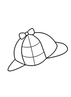 a drawing of a hat with a bow on the brim and side, it is black and white