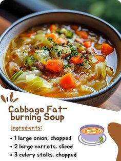 Gf Soup, Cabbage Fat Burning Soup, Soup Cabbage, Recipes Cabbage, Crockpot Apple, Diet Soup, Low Calorie Vegetables, Fat Burning Soup, Homemade Soups