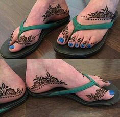 the feet are decorated with henna tattoos