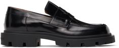 Polished leather slip-on loafers in black. · Square toe · Leather lining · Treaded rubber sole Supplier color: Black | Maison Margiela Black Leather Loafers Black Leather Loafers, Black Square, Leather Slip Ons, Leather Loafers, Loafers Men, Rubber Sole, Dress Shoes Men, Oxford Shoes, Dress Shoes