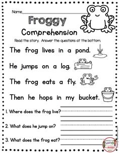 the froggy worksheet is filled with words and pictures to help students learn how to