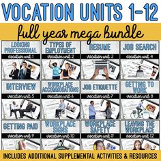 a poster with the words vacation units 1 - 12 full year bundle