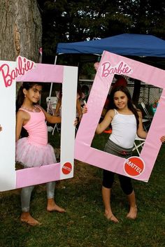 two girls dressed up as barbie and baubie