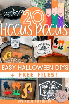 halloween decorations with text overlay that says 20 hocks pocuss easy and free