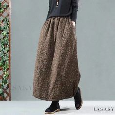 Lasaky - Winter Add-On Long Sweater-Style Wrap Skirt Brown Lined Skirt For Winter, Casual Full Length Brown Skirt, Casual Brown Skirt For Winter, Casual Brown Winter Skirt, Winter Brown Lined Skirt, Brown Long Skirt Bottoms For Winter, Brown Long Skirt For Winter, Long Skirt With Pockets For Winter, Casual Winter Skirt With Pockets