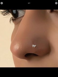 a close up of a person's nose with a nose piercing in the middle