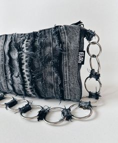 upcycling art | Ilex #upcyclingartist#washedoutdenim#bag#chains#fjura | Instagram Upcycle Bag, Bag Upcycling, Jeans Bags Ideas, Reworked Bag, Diy Clothes Tops, Accessories Design Sketch, Upcycled Bags, Upcycling Art, Upcycled Bag