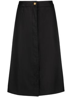 black wool A-line high waist front button fastening straight hem mid-length Latest Skirts, Wool Mini Skirt, Wool Skirt, Black Midi Skirt, Pleated Midi Skirt, Wool Skirts, White Skirts, Black Wool, Wrap Skirt