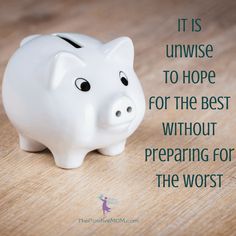 a white piggy bank with the words how to budget for maternity leave in 10 easy steps