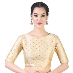 Gold Saree Blouse, Dhoti Pants For Men, Readymade Blouses Online, Gold Saree, Sleeveless Blouse Saree, Brocade Saree, Dress Book, Indian Party Wear, Brocade Blouses