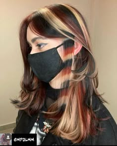 Inspiration de cheveux calico, la tendance audacieuse de 2024 pour un look vibrant et unique. Calico Racoon Tail Hair, Underdye Hair With Highlights, Raccoon Highlights, Multi Hair Color Ideas, Calico Hair Dye, Skunk Stripe Curly Hair, Racoon Tail Hair, Enby Hair, Raccoon Tail Hair