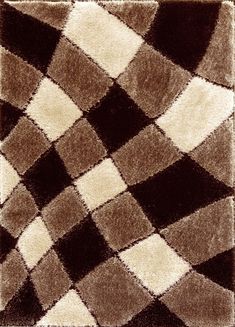 a brown and white rug with squares on it