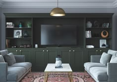 a living room filled with furniture and a flat screen tv