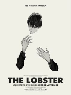 the lobster movie poster with two hands reaching out to catch something in front of him