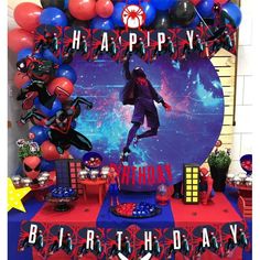 Miles Morales Decor, Miles Morales Birthday Party Decorations, Miles Morales Birthday Party, Spiderman Cakes, Spiderman Miles Morales