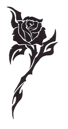 a black rose tattoo on a white background