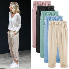 Wide Leg Pants Plus Size, Linen Harem Pants, Linen Overalls, Trousers Women Wide Leg, Harem Pants Women, Cotton Linen Pants, Overalls Pants, Pants Loose, Outfit Trends