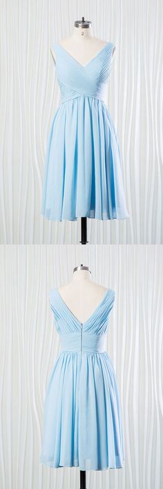 Only $89.8, Bridesmaid Dresses Elegant Short Chiffon Bridesmaid Dress Pleated In V-neck Sky Blue #FN6902 at #GemGrace. View more special Bridesmaid Dresses now? GemGrace is a solution for those who want to buy delicate gowns with affordable prices. Free shipping, 2018 new arrivals, shop now to get $5 off! Blue Chiffon V-neck Bridesmaid Dress, Light Blue V-neck Bridesmaid Dress, Blue V-neck Bridesmaid Dress, Light Blue V-neck Chiffon Dress, Light Blue Chiffon V-neck Dress, Trendy Wedding Guest Outfit, Dresses Elegant Short, Romantic Stuff, Delicate Gown