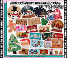 a large collection of christmas stickers and magnets