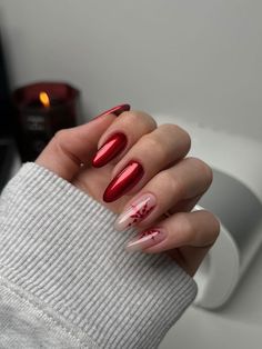 Red Chrome Nails, Festive Nail Designs, Sheer Nails, Thanksgiving Nails, Festival Nails, Xmas Nails